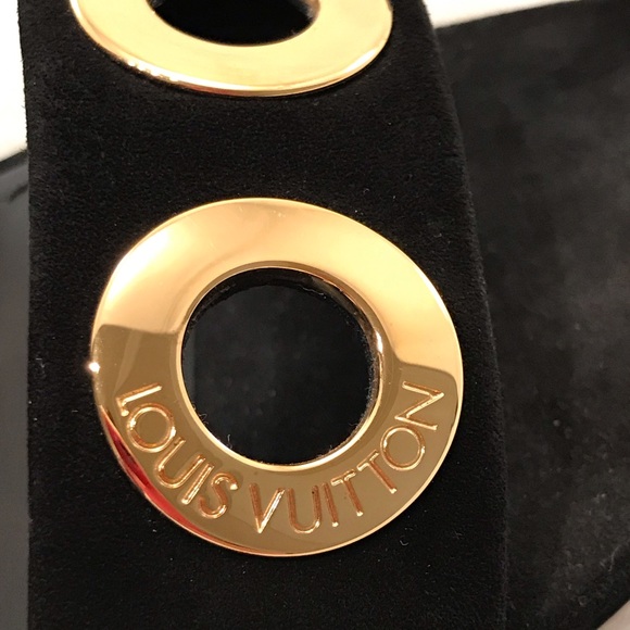 LOUIS VUITTON Golden Hour Suede Flat Sandals Black - Picture 5 of 8